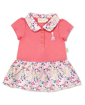 Baby Girls Pink Embroidery Logo Dress