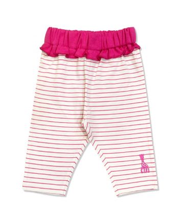 Baby Girls Ivory & Pink Embroidery Logo Leggings