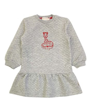 Baby Girls Grey Embroidered Logo-print Dress