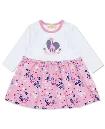 Baby Girls Pink & White Logo-Print Dress