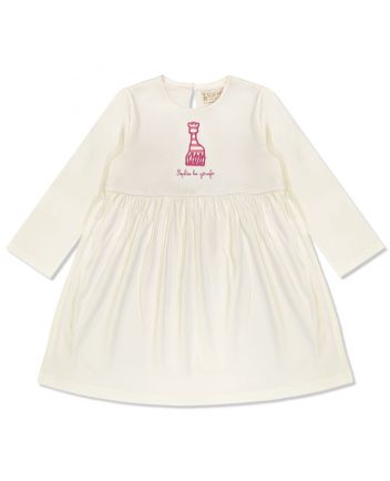 Baby Girls White Embroidered-Logo Dress