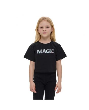 3D Decors Crop-Top, black