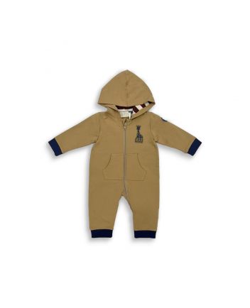 Baby Kids Beige Stripe Hooded Romper