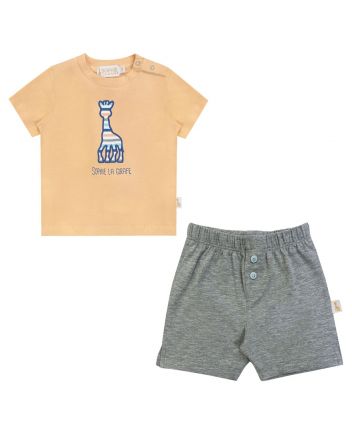Baby Unisex Orange & Grey Shorts Set
