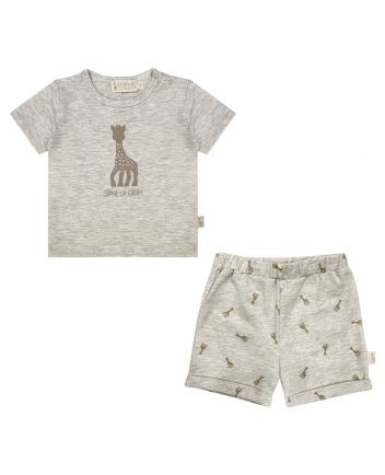 Baby Unisex Beige Logo-Print Shorts Set