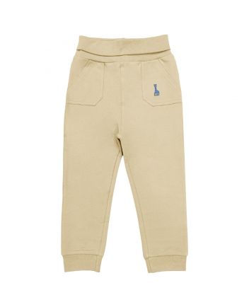 Baby Boys Beige Embroidered-Logo Jogger
