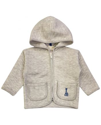 Baby Boys Cream Zip-Up Embroidered Logo Hoodie