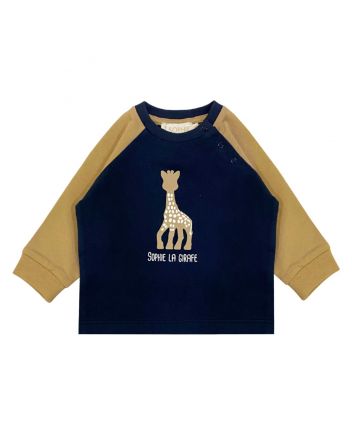 Baby Boys Navy Blue & Beige Logo-Print Sweatshirt