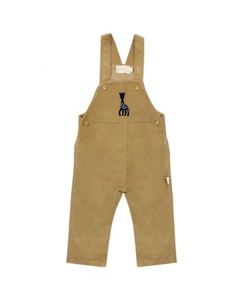 Baby Boy Beige Embroidered-Logo Jumpsuit