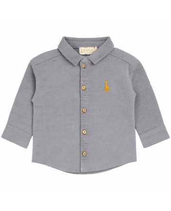 Baby Boys Silver Embroidered Logo-Print Shirt