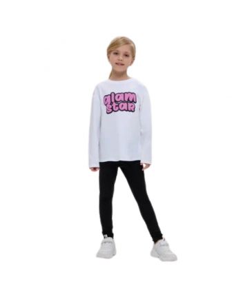 Girl Black Solid Print Leggings