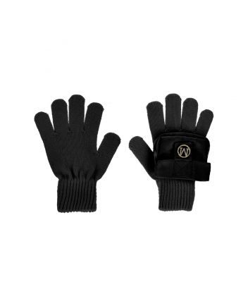 Girls Black and Gold Knitted Gloves