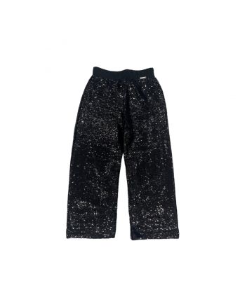 Girls Black Sequin Wide Leg Trousers