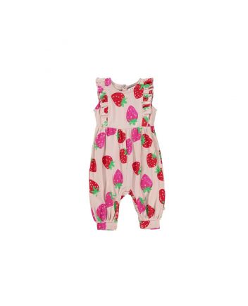 Girls Pink & Red Strawberry Jumpsuit