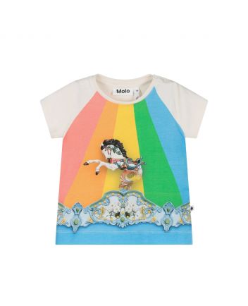Baby Girls Ivory Cotton Rainbow Carousel T-Shirt