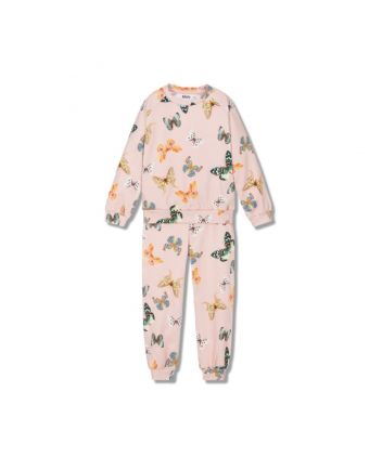 Baby Girls Pink Butterfly Print Cotton Tracksuit