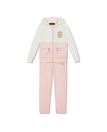 Girls Pink & Ivory Cotton Tracksuit