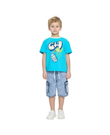 Boy Blue Cartoon Printed T-Shirt