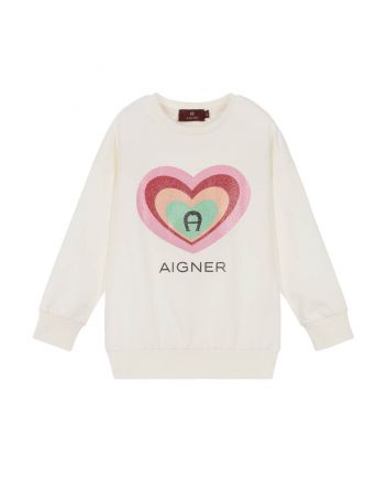 Girls Ivory Cotton Sweatshirt