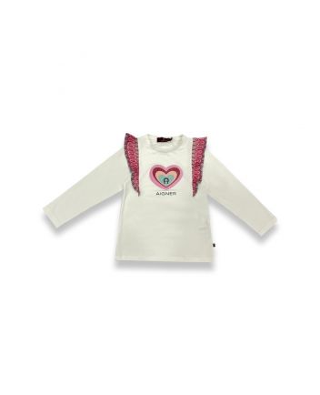 Girls Ivory Cotton T-shirt