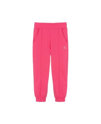 Girls Pink Logo Cotton Joggers