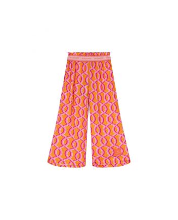 Girls Pink & Orange Printed Trouser