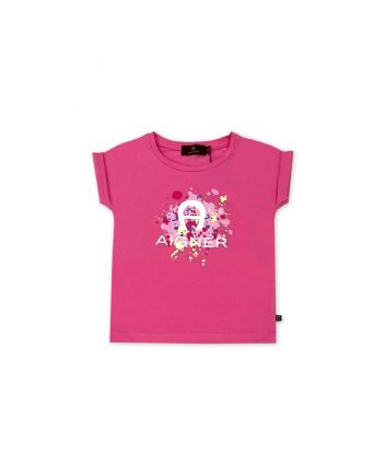 Girls Pink Logo-Print Cotton T-shirt