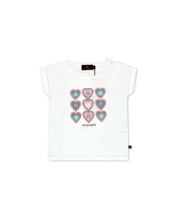 Girls White Logo-Print T-Shirt