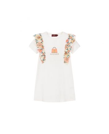 Girls Ivory Ruffle Cotton Dress