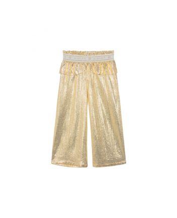 Girls Metallic Gold Peplum Trousers