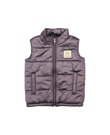 Girls Purple Logo-Patch Puffer Gilet