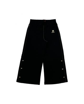 Girls Black Wide Leg Jersey Trousers