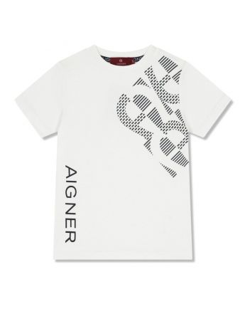 Boys White Logo-Print Cotton T-Shirt