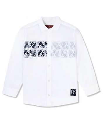 Boys White Logo-Print Cotton Shirt