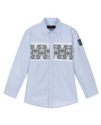 Boys Blue Graphic-Print Shirts