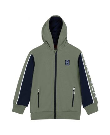 Boys Green Logo Zip-Up Hoodies