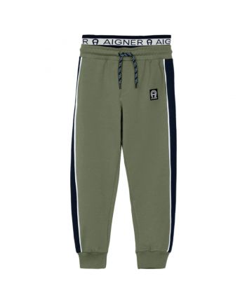 Boys Green Stretch Logo Joggers