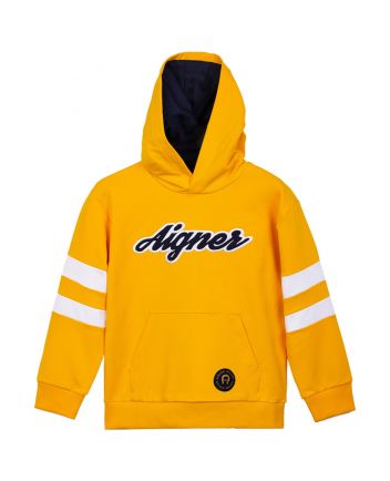 Boys Yellow Logo-Patch Hoodies