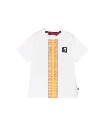 Boys White Cotton Logo T-Shirt