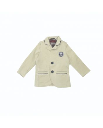 Boys Beige Jersey Logo Blazer