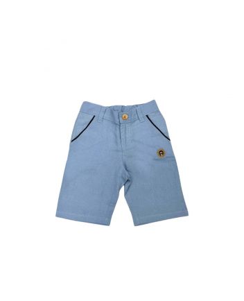 Blue Cotton Logo Shorts