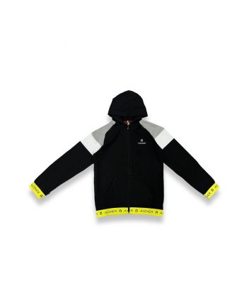 Boys Black Logo Print Zip Hoodie