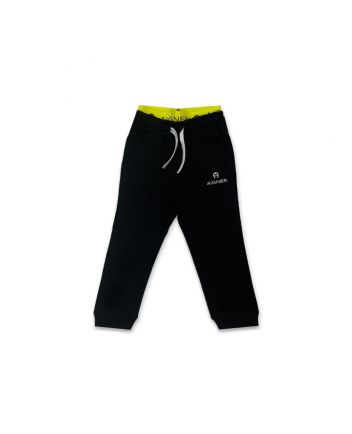 Boys Black Cotton Logo Joggers