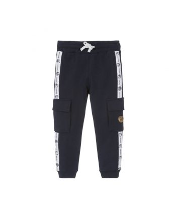 Boys Navy Blue Logo Cargo Joggers