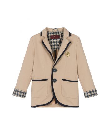 Boys Beige Cotton Jersey Blazer