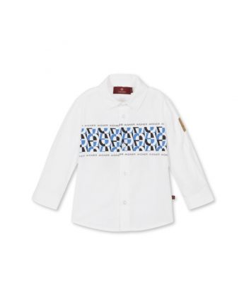 Boys White Cotton Logo-Print Shirt