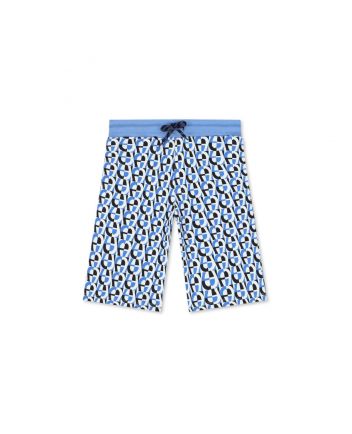 Boys White & Blue Logo-Print Shorts