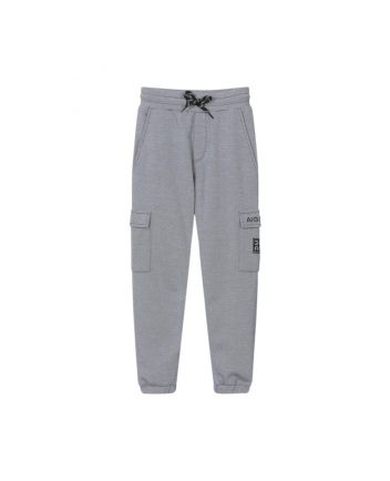 Boys Grey Cotton Cargo Joggers