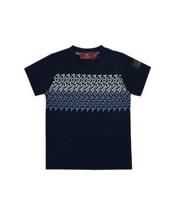 Boys Navy Blue Logo-Print Cotton T-Shirt