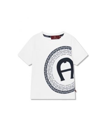 Boys White Logo-Print Cotton T-Shirt